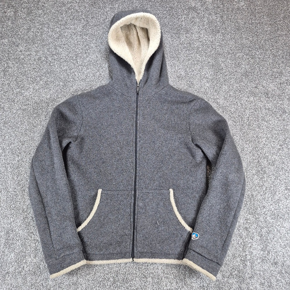 Kuhl Alfpaca Fleece Hoodie Womens Medium Gray Sherpa Lined Full Zip Thumbholes